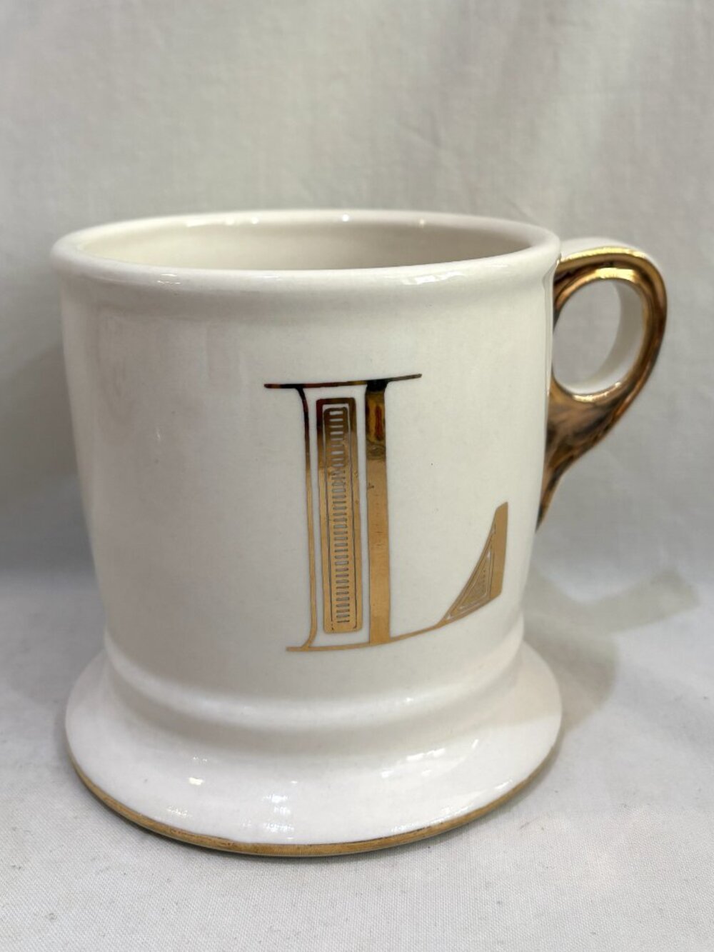 Anthropologie Monogram L Initial L Coffee Tea Mug Gold on Ivory